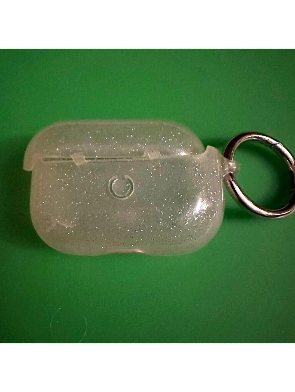 Casely clear silicone w glitter AirPod Pro case with keyring NWOT